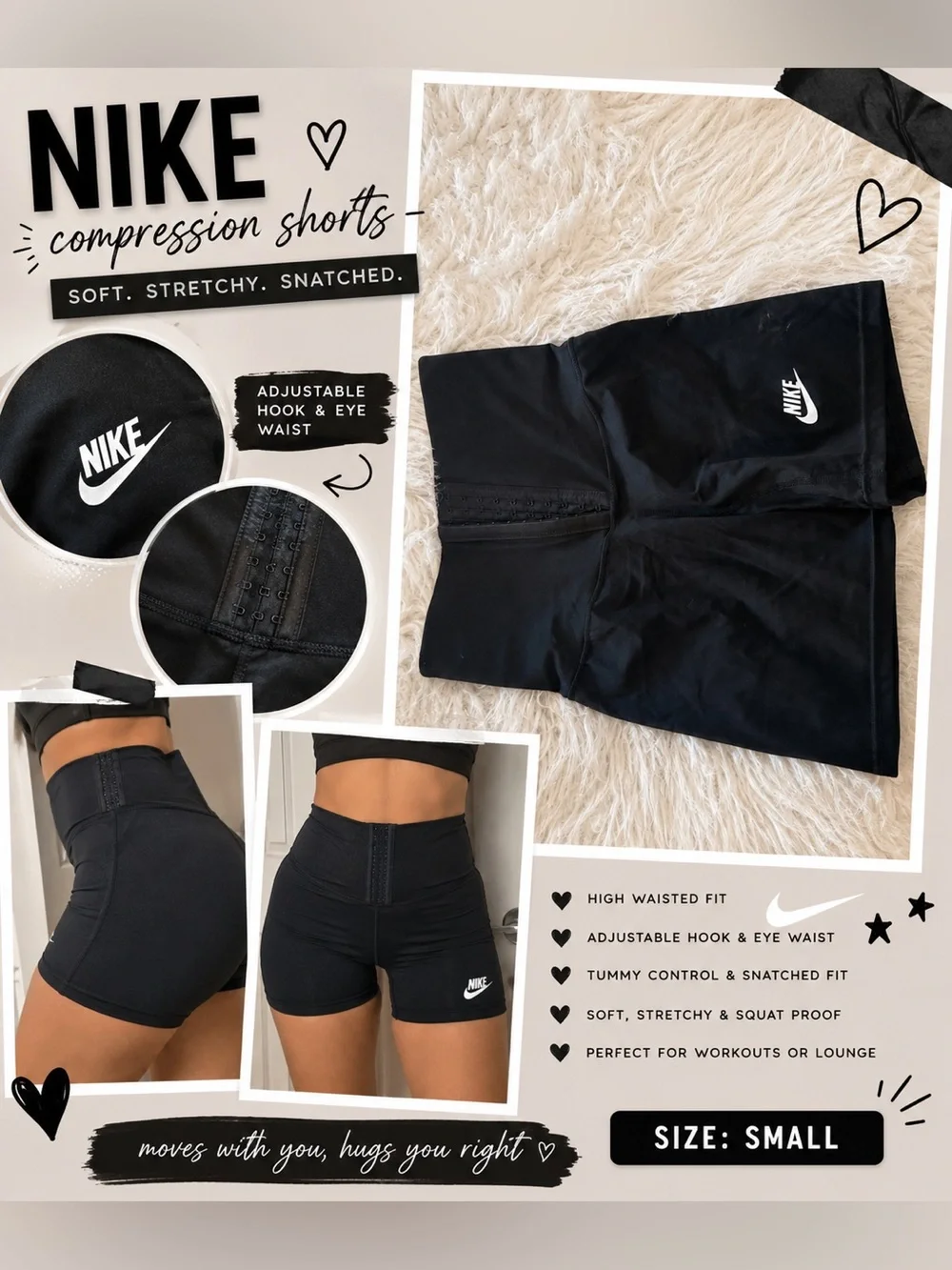 Nike Black High-Waisted Compression Shorts with Logo